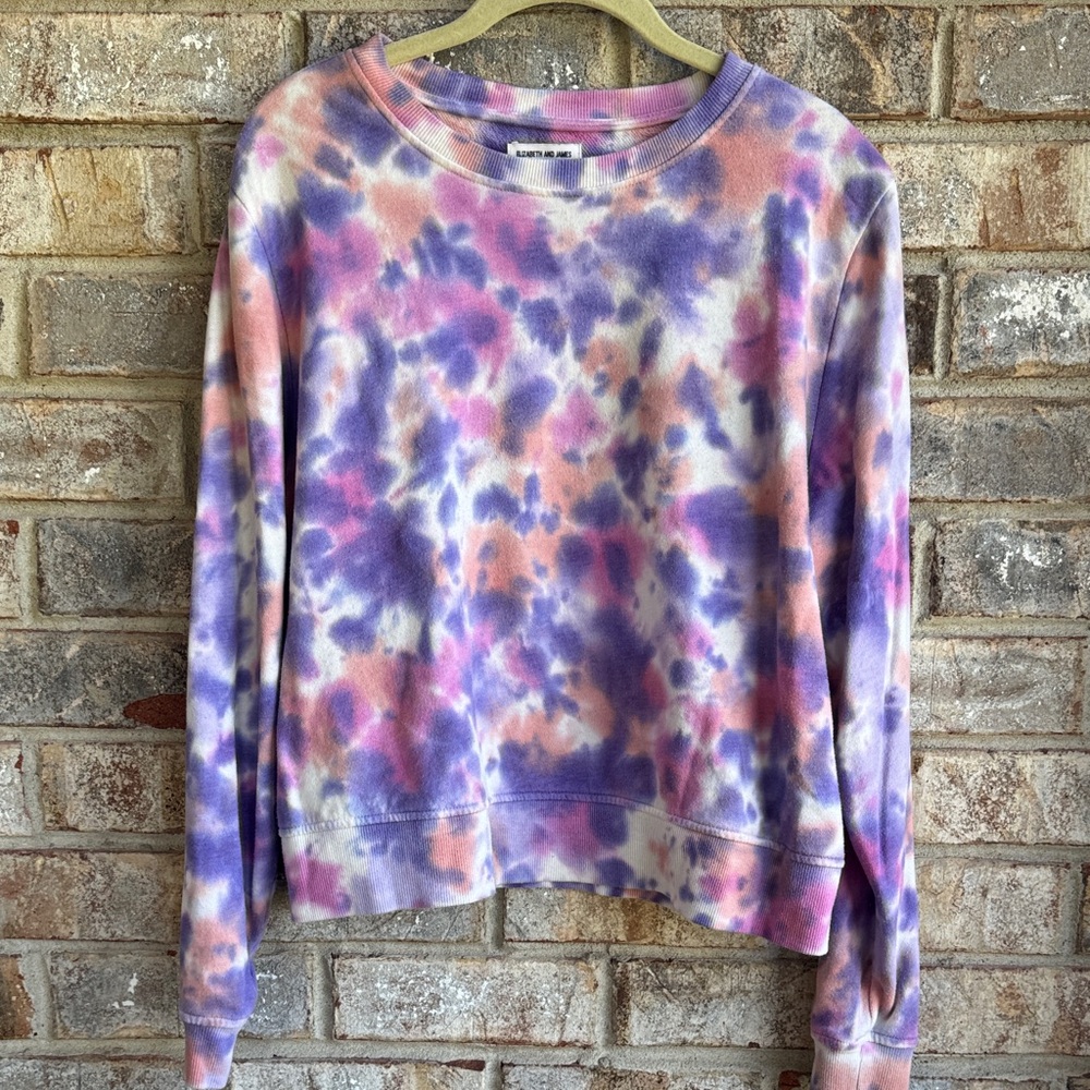 Elizabeth and James Pastel Tie-Dye Crewneck Sweatshirt - Purple & Pink